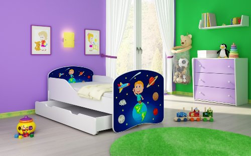 ACMA I Lit Enfant Bébé TIROIR Matelas sommier Gratuite Meubles pour Enfants (22 Cosmos, 160 x 80 cm + tiroir)