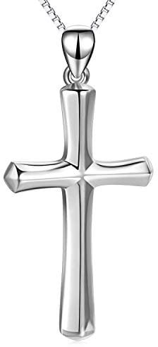 YAFEINI Kreuz Anhänger Kette 925 Sterling Silber Religiöse Kreuz Anhänger Halskette mit Gravur Faith Hope Love Schmuck für Damen Mädchen