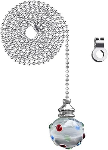 NewZC Crystal Pull Cord Handle with 100 cm Light Cord Pull Bead Chain Connector- Colored Replacement Light Pull Chain Extension for Bedroom Bathroom Toilet Ceiling Light Fan and Blind