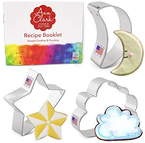 Celestial Night Sky Cookie Cutters 3-Pc. Set Made in USA by Ann Clark, Star, Moon, Cloud
