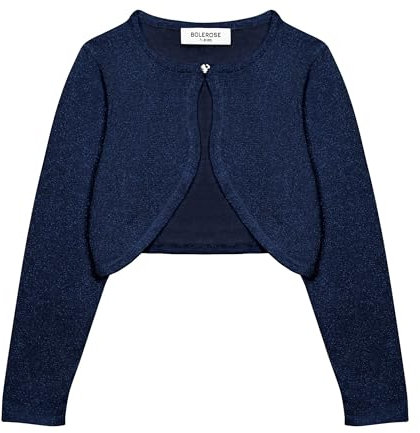 Bolerose Ragazze Manica Lunga Scintillante Bolero Bambini Caridgan (Blu Mezzanotte, 13-14 Anni)