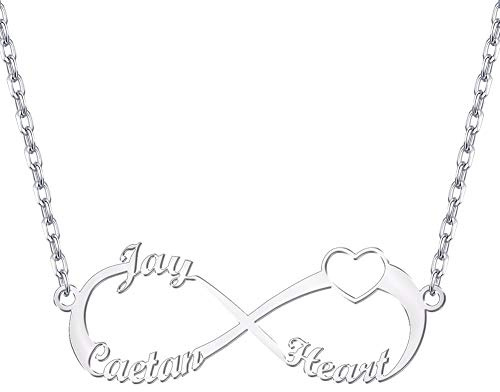 Namenskette Mit Gravur - Unendlichkeit Kette, Silber Personalisiert, 18K Rosegold/Gold Vergoldet Mit Name - Geschenk für Freuen, Herren, Freundin, Mutter, Schwester
