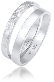 Elli Ring Damen Set Basic Look Gehämmert Kombinierbar in 925 Sterling Silber