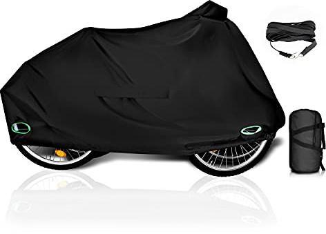 CoverUp! Fahrradabdeckung wasserdicht L (190 x 110 x 65 cm) - robuste Fahrradgarage mit praktischer Tasche - Fahrradplane mit Loch für Schloss - Fahrrad Abdeckplane - Fahrrad Schutzhülle