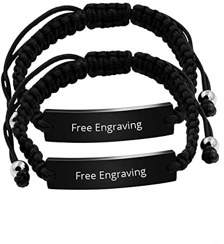 Uloveido Lot de bracelets en acier titane avec gravure personnalisée pour couple, taille unique, Cristal, Oxyde de zirconium