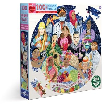 eeBoo PZWND Puzzle, rund, 100 Teile, Frauentag, aus recyceltem Karton, für Kinder ab 5 Jahren