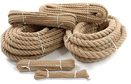 24 mm Jute Rope, 20 metres / 65 ft Long, Strong Natural Hessian Cord, Perfect for Decking, Gardening, Bundling, Camping, Decorating, Boating