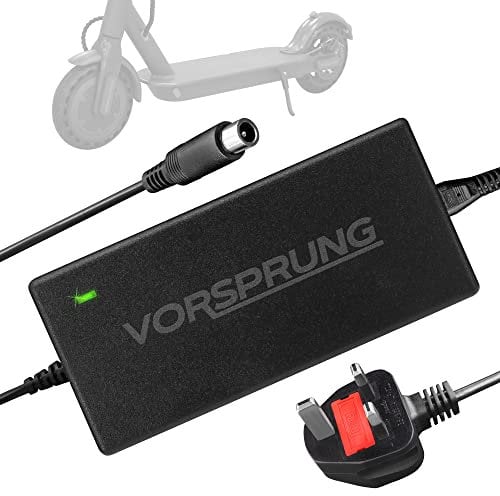 VORSPRUNG® Rapid Electric Scooter Charger with LED Charging Indicator, Suitable for Xiaomi M365, Pro, Pro 2, Essentials, 1S,Ninebot Segway,Aovo,Es1 Es2 Es4 E22e E25e E45e and more.. (1 Pin to UK Plug)