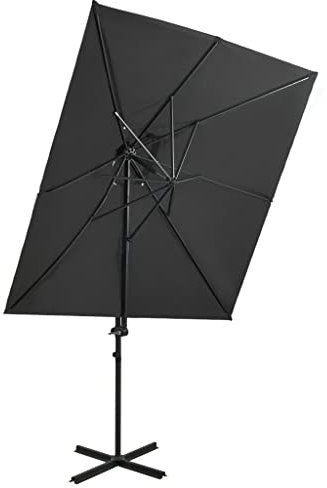 vidaXL Sombrilla jardín voladiza Cubierta Doble Antracita 250x250 cm