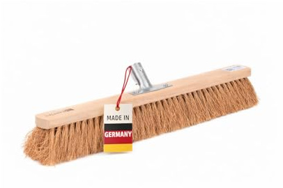 Kokosbesen 50cm Breit, mit Metall-Stielhalter 24mm, Besen ohne Stiel | Verschraubt, Naturfaser Kokosborsten, Braun Buchenholz, Ohne Stiel, Für Haushalt Hof Werkstatt