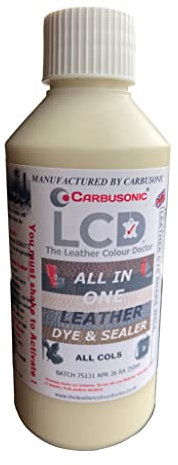 Carbusonic All in one Leather dye and sealant, Interior Leather Paint for Car Seats, Sofas, Arm Chairs, Shoes, Handbags & More. (250ml Cream)