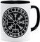 OM3® Vegvisir Compass Tasse | Keramik Becher | 11oz 325ml | Sons of Odin Wikinger Nordic Warrior | Schwarz
