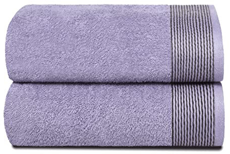 GLAMBURG Baumwolle 2er-Pack Oversized Badetuch-Set 70 x 140 cm, große Badetücher, Ultra saugfähig, kompakt, schnell trocknend und leicht, Dunkelviolett
