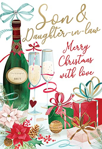 Son & Daughter-In-Law Embellished Magnifique Christmas Card Large Xmas Cards XMQ025