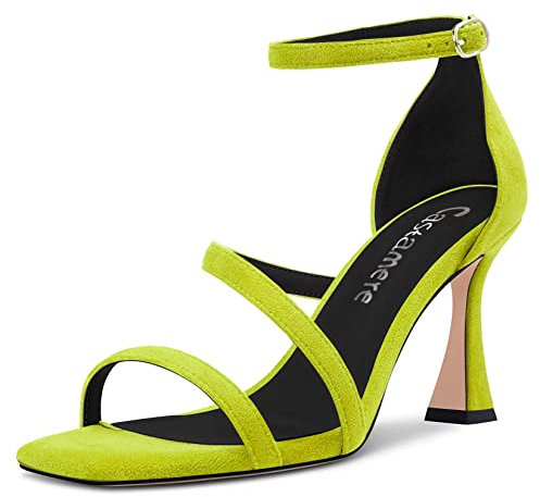 Castamere Donna Medio Tacco Heel Aperte sulla Punta Sandali Cinturino alla Caviglia da Matrimonio Dress 8.5 CM Heels Verde Lime 39 EU