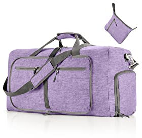 CORIOS Reisetaschen Duffle Bag für Herren/Damen 65L Faltbare Sporttasche Fitnesstasche Schwimmtasche Handgepäck mit Schuhfach Kabinenreisetasche Weekender Übernachtung Tasche Trainingstasche Lila