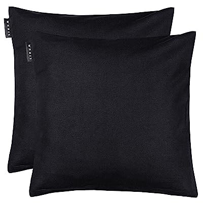 LINUM Annabell Elegant Kissenhülle 40x40 cm 2er-Pack, 100% Baumwolle, Maschinenwaschbar, Schwarz