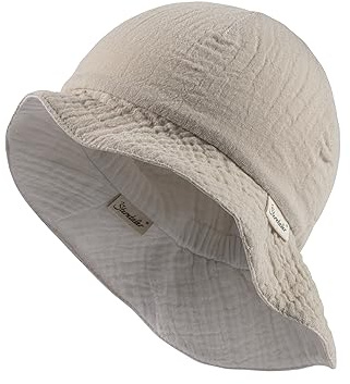 Sterntaler Wende Sonnenhut Uni - Strandhut aus Musselin(Bio) - UV-Schutz 30 Sommerhut Mädchen - mit elastischen Gummiband und Nackenschutz - Baby Kinder Kopfbedeckung