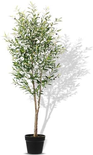 7 ft Artificial Olive Tree With Lifelike Leaves - Faux Plant for Living Room, Bedroom, Balcony, Corner, Office Decor