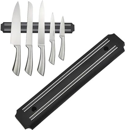 Premium 8/20cm Magnetic Knife Holder Wall Mounted Magnetic Knife Strip Kitchen Utensil Holder Organizer Tool Durable and Stylish Black