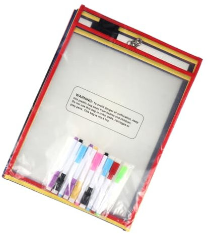 AOKWAWALIY Dry Erase Pockets Reusable Sleeves Multi-Function File Pockets Easy Wipe and Clean for Students