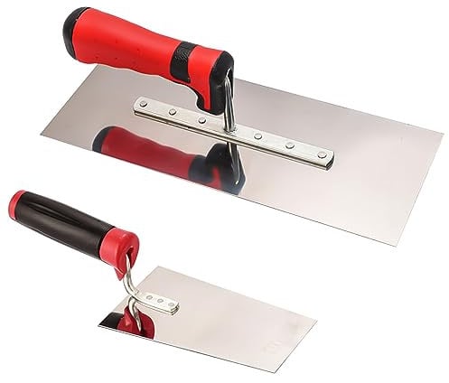 Edelstahl Maurerkelle: 3 Stück Set Glättekelle Edelstahl-Glättekelle Set mit Putzkellen Set Stukkateurspachtel mit Gummigriff, Stuckateur Werkzeug Für Putzmassen, Beton, Set mit Putzkellen