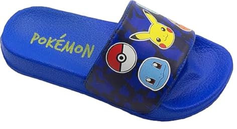 Pokemon, Boys or Girls Sliders, Flip Flops, Pool Sandals, Blue Size 2