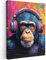 MuchoWow© Leinwand Bilder 60x80 cm Wanddeko Wohnzimmer Aesthetic Room Decor Deko Zimmer Wandbilder Modern Fotogeschenke Graffiti - Affe - Schimpanse - Street Art - Neon - Tiere