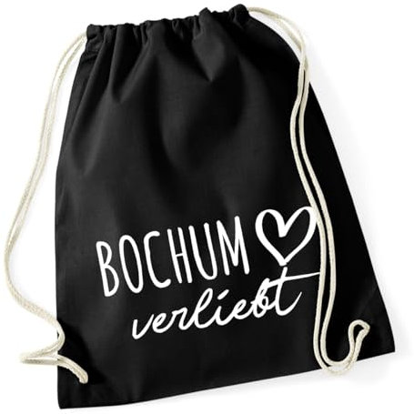 Huuraa Turnbeutel Bochum verliebt Geschenk Rucksack Black 12 Liter Baumwolle Bochum Geschenkidee
