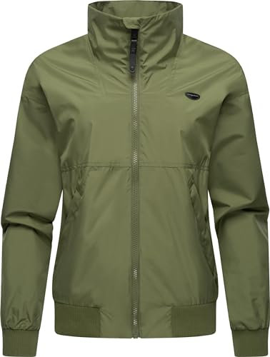 Ragwear leichte Damen Übergangsjacke wasserdichte Regenjacke (Wassersäule 11.000 mm) kurz atmungsaktiv Goona YOUMODO Olive Gr. 3XL