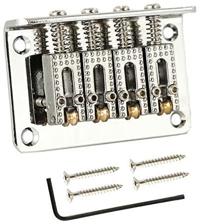 E-Gitarre Feste Brücke Zinklegierung 4 Saiten Gitarre Brücke Roller Saitenhalter Box mit Befestigungsschrauben Gitarre Hardtail Bridge Hardtail Bridge 4 Saiten Gitarre Bridge Guitar Box