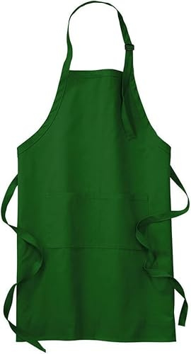 Khoji & Meeni Unisex Aprons with 2 Pockets - Men & Women Aprons for Home, Kitchen, Restaurant & Coffee House - Adjustable Neck Strap, Long Side Straps, Thick Twill Cotton Blend (BOTTLE GREEN)