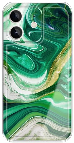 Berkin Arts Compatible with iPhone 12 Case Clear TPU Cover Green Marble Design Geometric Artistic Colorful Expressive