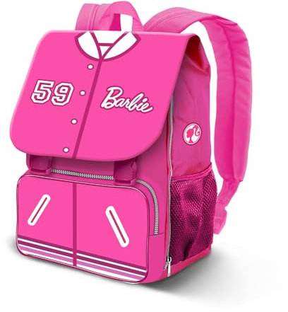 Barbie Varsity-Mochila Expandible EXP, Rosa, 21 x 33 cm, Capacidad 28 L