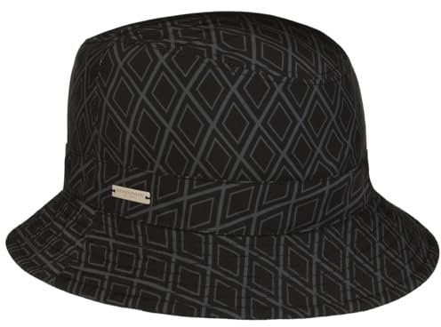 Seeberger Twotone Bucket Regenhut Stoffhut Damenhut Fischerhut (One Size - schwarz)