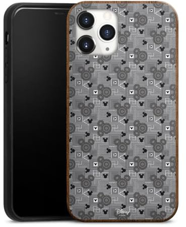 Holz Case kompatibel mit Apple iPhone 11 Pro Walnuss Handyhülle Echtholz Hülle Disney Mickey Mouse Offizielles Lizenzprodukt