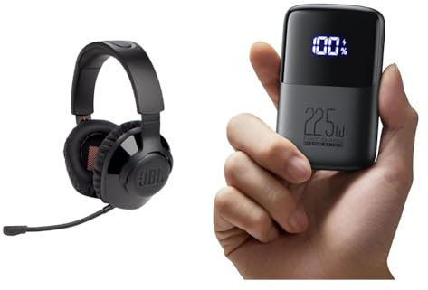 JBL Quantum 350 Over-Ear Gaming Headset & INIU Power Bank, 22.5W Fast Charging 10000mAh PowerBank Klein Aber Stark