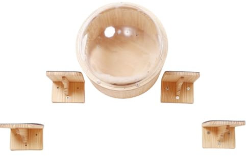 Wall-Mounted Cat Bed Furniture Round Space Capsule Acrylic Cat Perch Steps Cat Wooden Shelf Cat Lover Gift Cat Tree Tower- for Larg Cats up to 30 Lbs-Classic Style-1