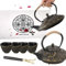 Cast Iron Teapot Set with Gift Pakckage, Koi Fish Tea Pot, Japanese Style Tetsubin Tea Gift Set, 4 Cups, Trivet and Lid Holder