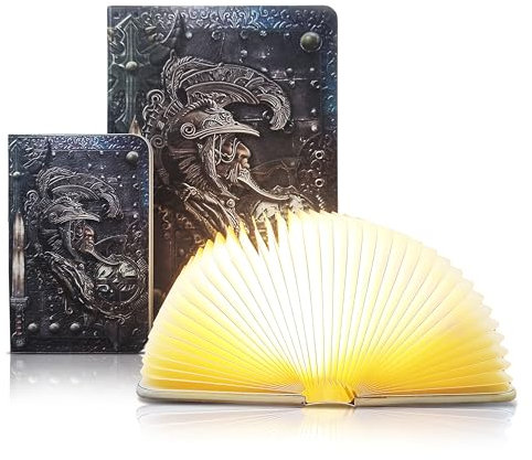 QXMGCBOK Faltbare Retro-Schreibtischlampe, LED-Nachtlicht, 3-farbige Schreibtischlampe, Geschenk für Buchliebhaber und Bibliothekare, kleine Größe