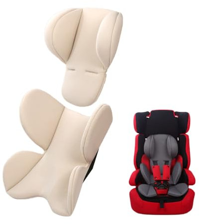 JM Universal Sitzauflage Kinderwagen,Weiche Autositz Gepolstert,Kinderwagenauflage für Kopf,Körperstützkissen,Baby Sitzeinlage,Nacken-Matte zum Schutz,Sitzverkleinerer für Babyschale Buggy (Beige)