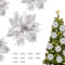 Earlyred 10 Stück Glitzer-Weihnachtssterne Silber und Weiß Blumen Künstliche Blumen Kunststoff Weihnachtsblumen für DIY Xmas Party Hochzeit Brautsträuße Blumenarrangement Heimdekorationen