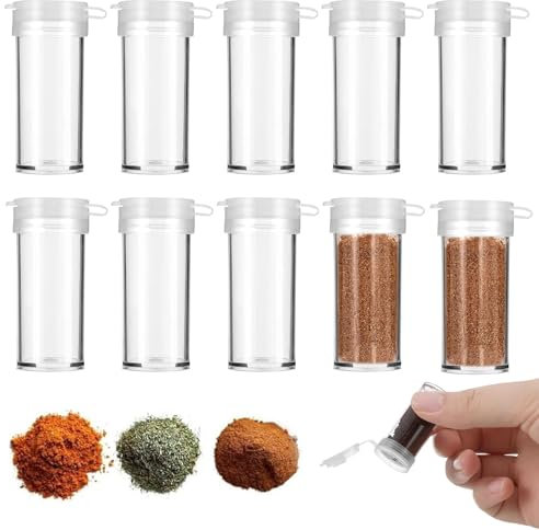 Alriedy 10 Stück Salzstreuer Mini,Mini Salzstreuer Für Unterwegs,Reise Gewürzstreuer,Salzstreuer Mit Deckel,6g Plastik Salzstreuer Mit Deckel,für Küche Unterwegs Camping Gewürze