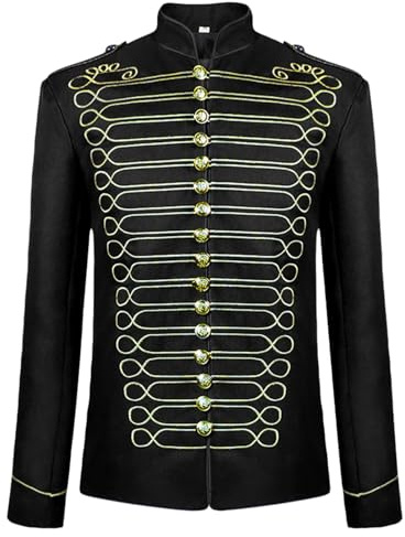 AJGEGJE Herren Gothic Steampunk Tailcoat Retro Prinz Jacke | Mittelalter Viktorianischen Jacke Für Halloween Cosplay Karneval Fasching