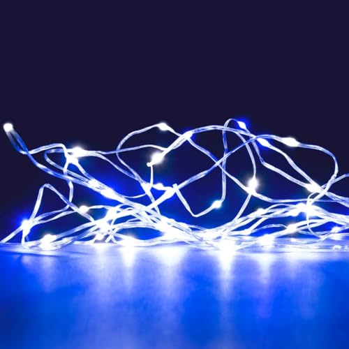 Guirlande mirco-led super brillante bleu et blanc - 10m - Guirlande 100 led très lumineuses - 8 fonctions animées. Intérieur et extérieur. Illumination Noël