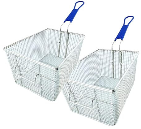 Genérico 2pcs Freidora de Acero Inoxidable,Cesta Comercial Cuadrada para Cocina de Restaurante, Dimensiones 28 x 20 x 15 cm,Ideal para Uso en establecimientos de alimentación