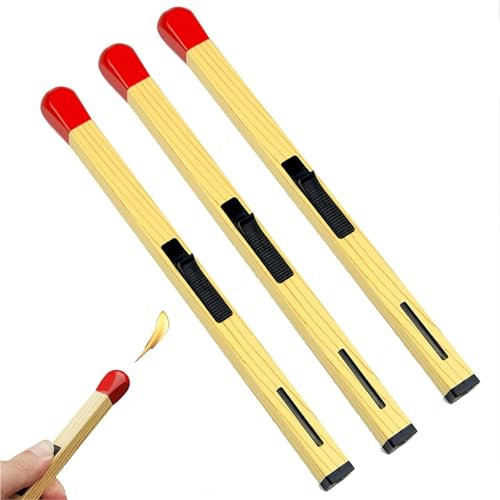 BXFFFCEO Lot de 3 briquets allumettes géants de 20 cm de Long, en Forme d'allumette, Multi-usages, Rechargeables, for Hommes, Femmes, Barbecue, cheminée, Camping