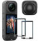 AMAZEAR Combo de protector de pantalla y tapa de lente para accesorios Insta360 X5/X4, cubierta de pantalla de vidrio templado Insta 360 X5 (paquete de 2) y protector de lente de silicona