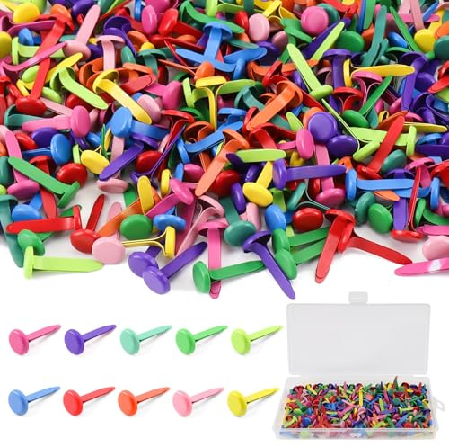 400 Stück Musterbeutelklammern Musterklammern Rundkopfklammern Mini Brads Musterklammern Rundkopf Briefklammern Metall (Bunte)