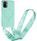 Cordon de Coque Compatible avec Xiaomi Redmi Note 10/Note 10S Compatible avec MagSafe Coque,Collier Étui Silicone Liquide avec Tour de Cou Lanière en Corde Souple TPU Antichoc Housse-Vert clair